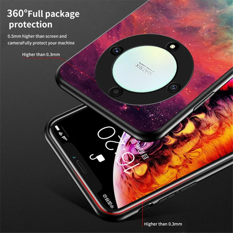 For Honor X9a 5G Starry Sky Pattern Phone Case PC+TPU+Tempered Glass Anti-scratch Cover - Scattering Starry