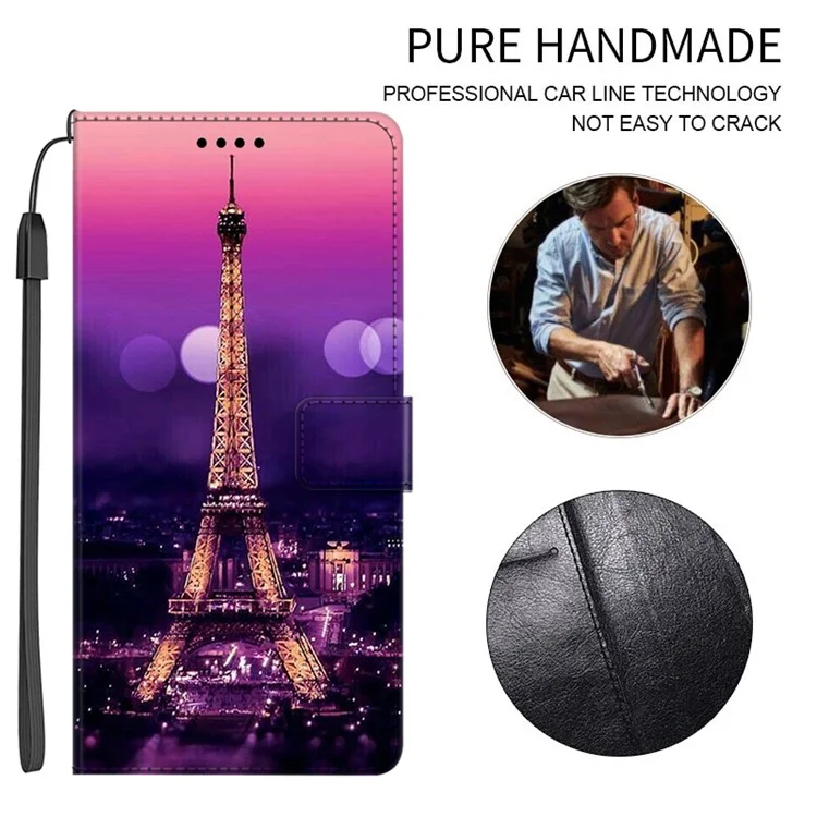 For Honor X9a 5G Custodia in Pelle PU con Stampa a Motivi, Supporto Pieghevole e Portafoglio con Cinturino - Torre Viola 