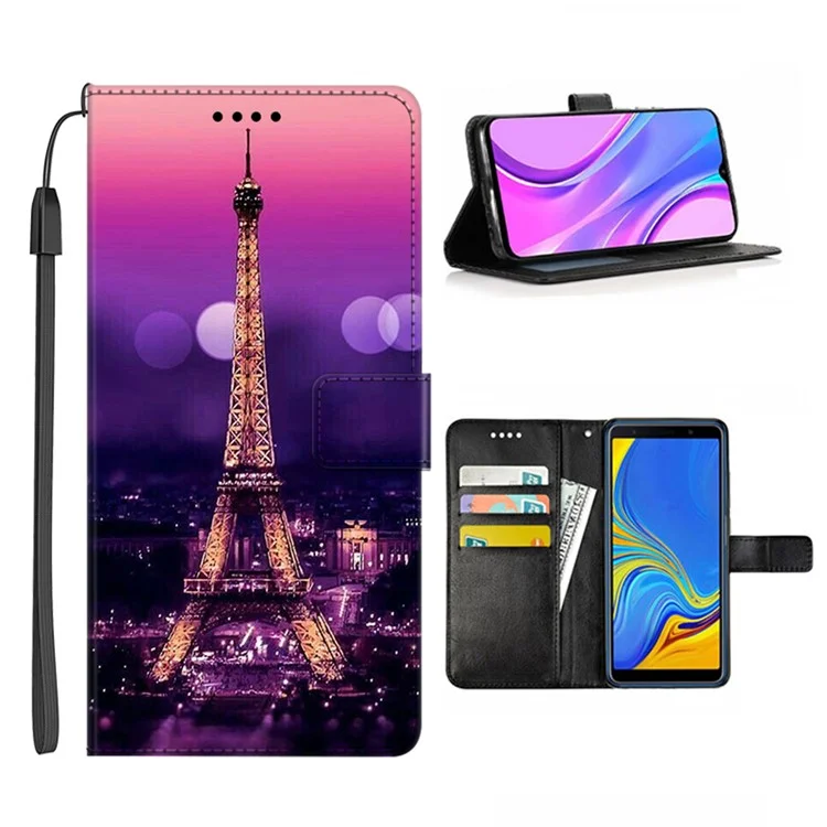 For Honor X9a 5G Custodia in Pelle PU con Stampa a Motivi, Supporto Pieghevole e Portafoglio con Cinturino - Torre Viola 