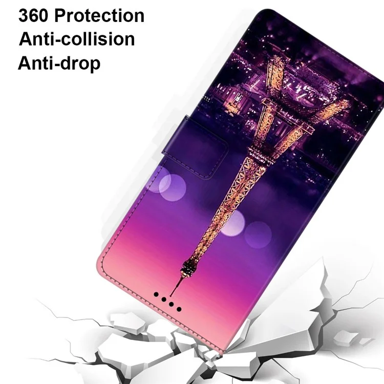 For Honor X9a 5G Custodia in Pelle PU con Stampa a Motivi, Supporto Pieghevole e Portafoglio con Cinturino - Torre Viola 