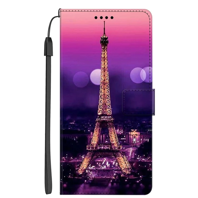 For Honor X9a 5G Custodia in Pelle PU con Stampa a Motivi, Supporto Pieghevole e Portafoglio con Cinturino - Torre Viola 