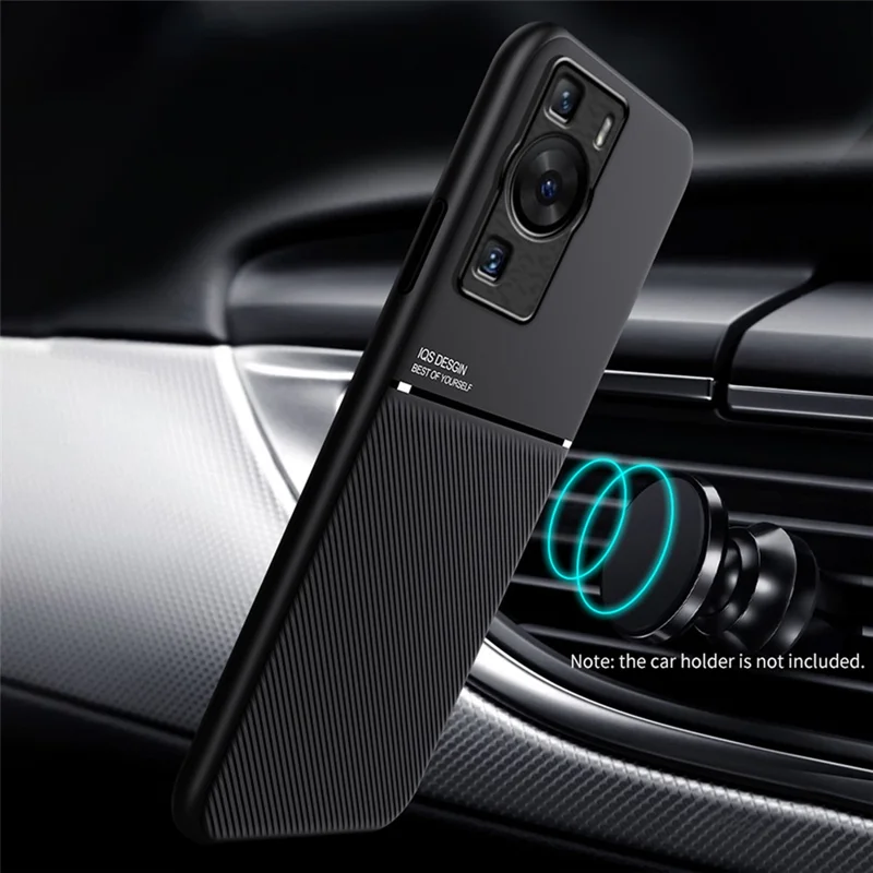 Per Huawei P60 Linee impresse Custodia per telefono anti-caduta in pelle PU + TPU - Nero