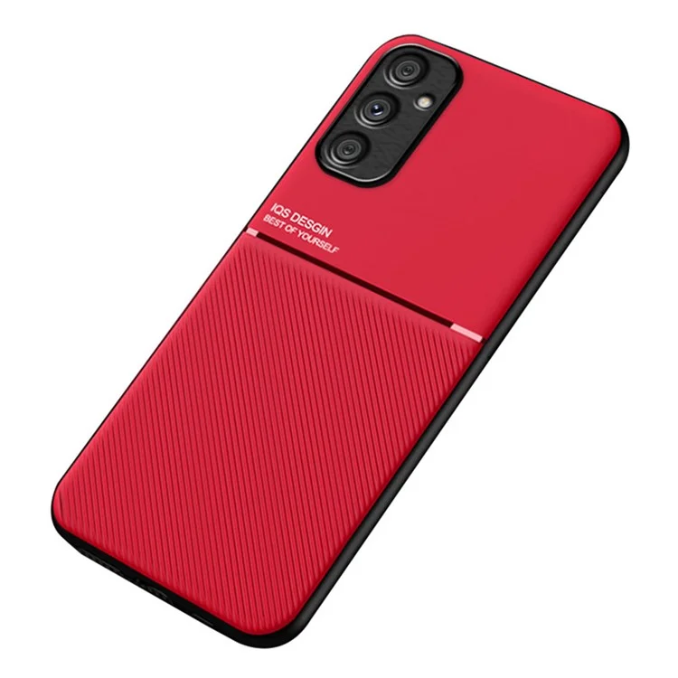 Für Samsung Galaxy A34 5G Smartphone-Hülle mit geprägten Linien, Leder + TPU-Handyhülle - Rot