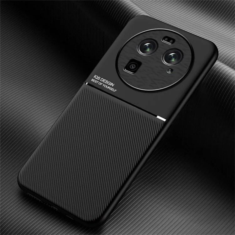 For Oppo Find X6 Lines Imprinted Phone Case Anti-scratch Leather+TPU Cover - Black
