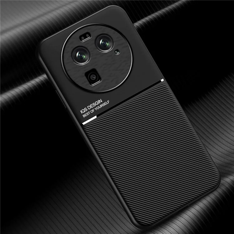 For Oppo Find X6 Lines Imprinted Phone Case Anti-scratch Leather+TPU Cover - Black
