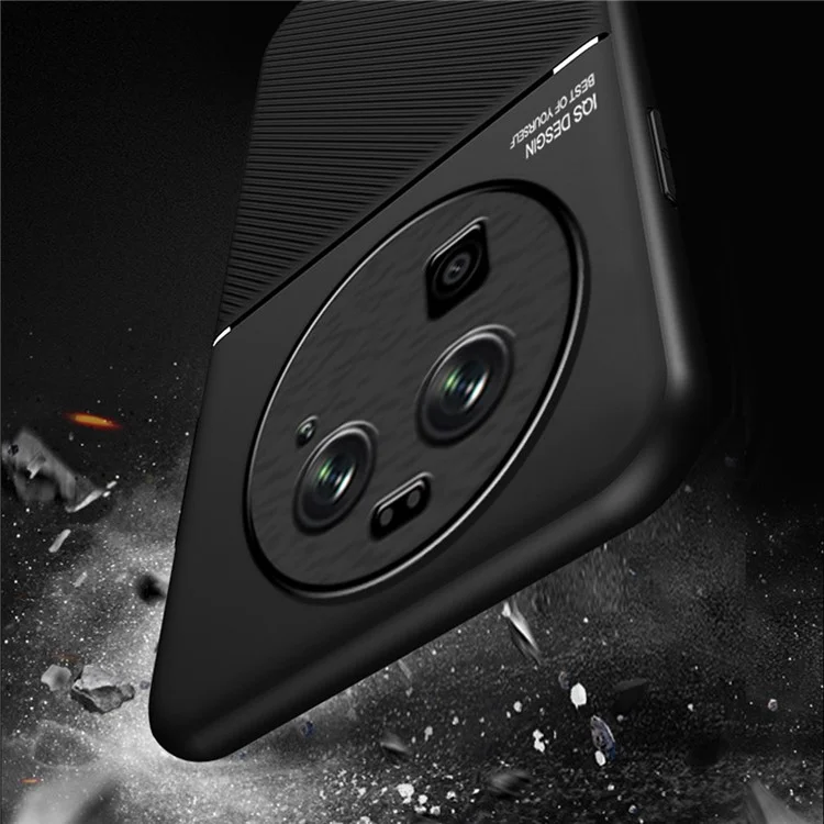 For Oppo Find X6 Lines Imprinted Phone Case Anti-scratch Leather+TPU Cover - Black