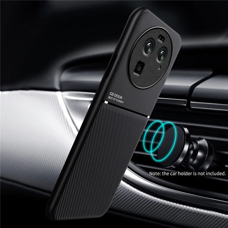 For Oppo Find X6 Lines Imprinted Phone Case Anti-scratch Leather+TPU Cover - Black