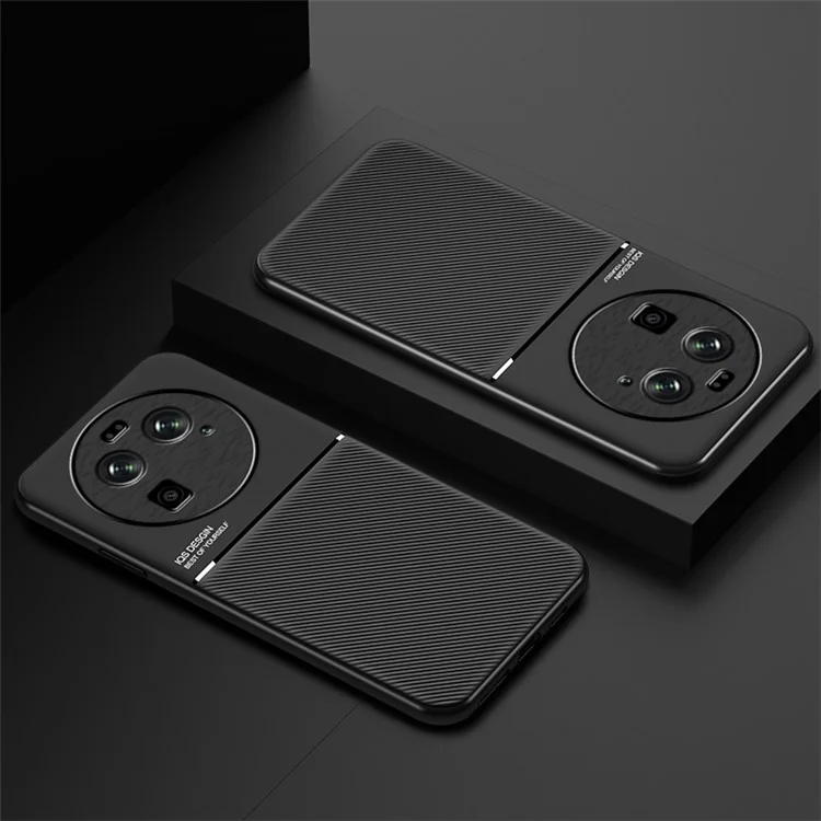 For Oppo Find X6 Lines Imprinted Phone Case Anti-scratch Leather+TPU Cover - Black