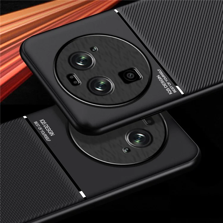 Pour le Oppo Find X6 Lines Imprinted Phone Case Anti-scratch Leather+TPU Cover - Red