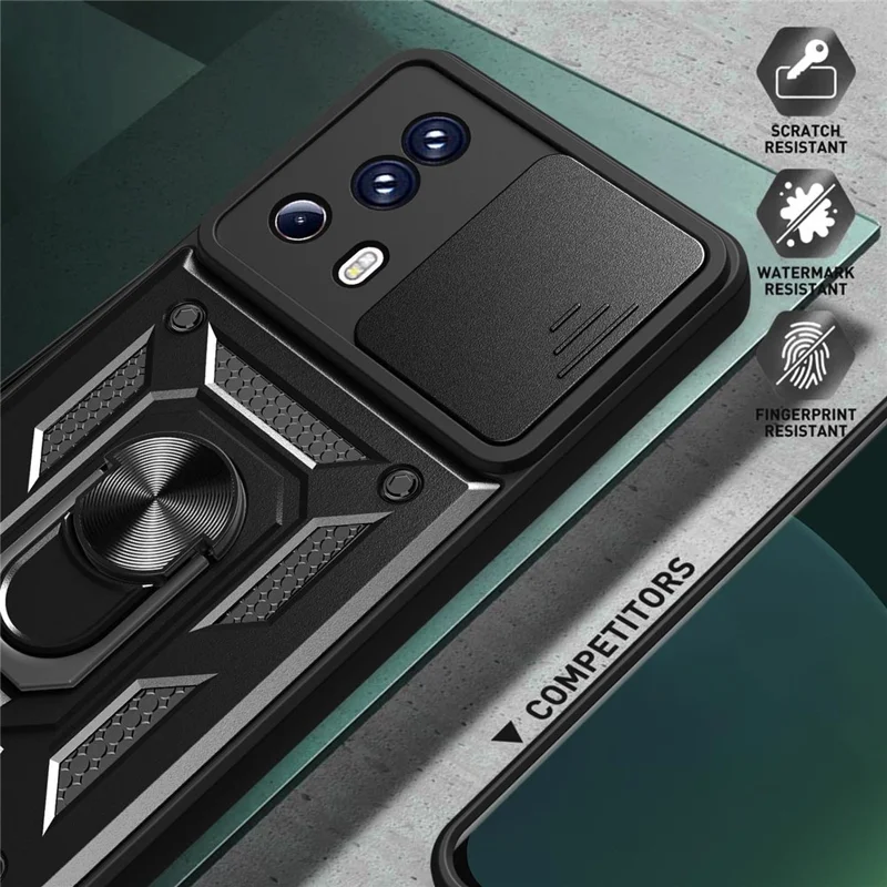 Para Xiaomi 13 Lite / Civi 2 5G Kickstand PC+TPU Capa de Telefone Deslizante Proteção da Lente da Câmera Capa de Telefone - Rosa Dourado