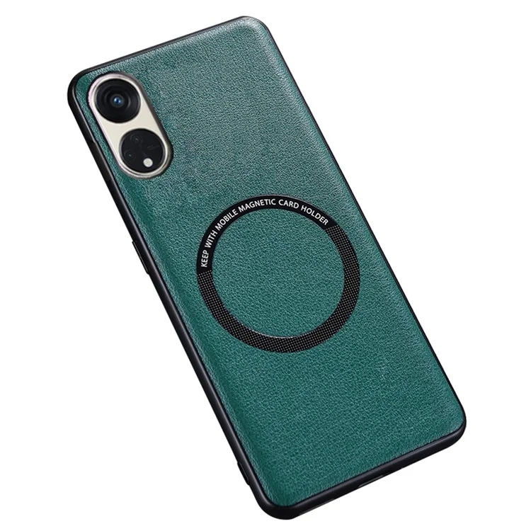Para Oppo Reno8 T 5G / A1 Pro 5G Capa Magnética Compatível com MagSafe Capa de Telefone de Couro PU PC TPU - Verde