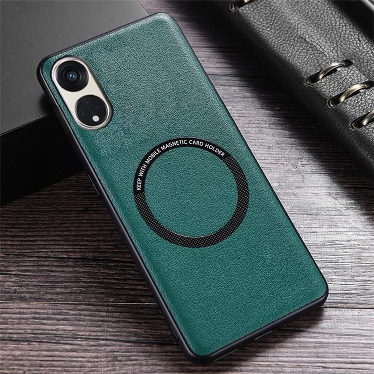 Para Oppo Reno8 T 5G / A1 Pro 5G Capa Magnética Compatível com MagSafe Capa de Telefone de Couro PU PC TPU - Verde