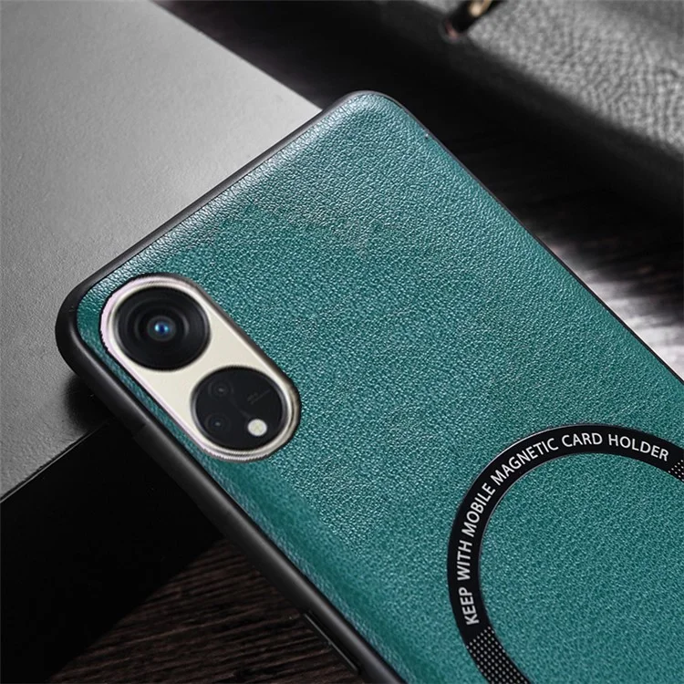 Para Oppo Reno8 T 5G / A1 Pro 5G Capa Magnética Compatível com MagSafe Capa de Telefone de Couro PU PC TPU - Verde
