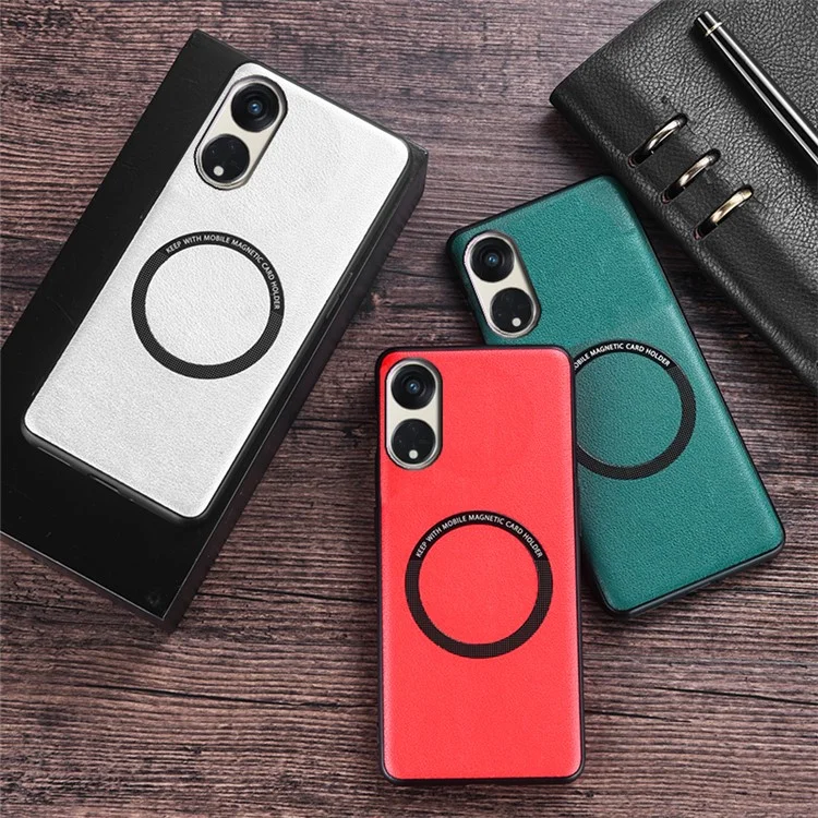 Para Oppo Reno8 T 5G / A1 Pro 5G Capa Magnética Compatível com MagSafe Capa de Telefone de Couro PU PC TPU - Verde