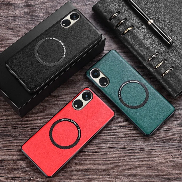 Para Oppo Reno8 T 5G / A1 Pro 5G Capa Magnética Compatível com MagSafe Capa de Telefone de Couro PU PC TPU - Verde