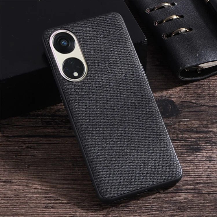 Para Oppo Reno8 T 5G / A1 Pro 5G Case Capa de Telefone de Textura de Pano à Prova de Choque TPU Capa Protetora de Volta - Preto