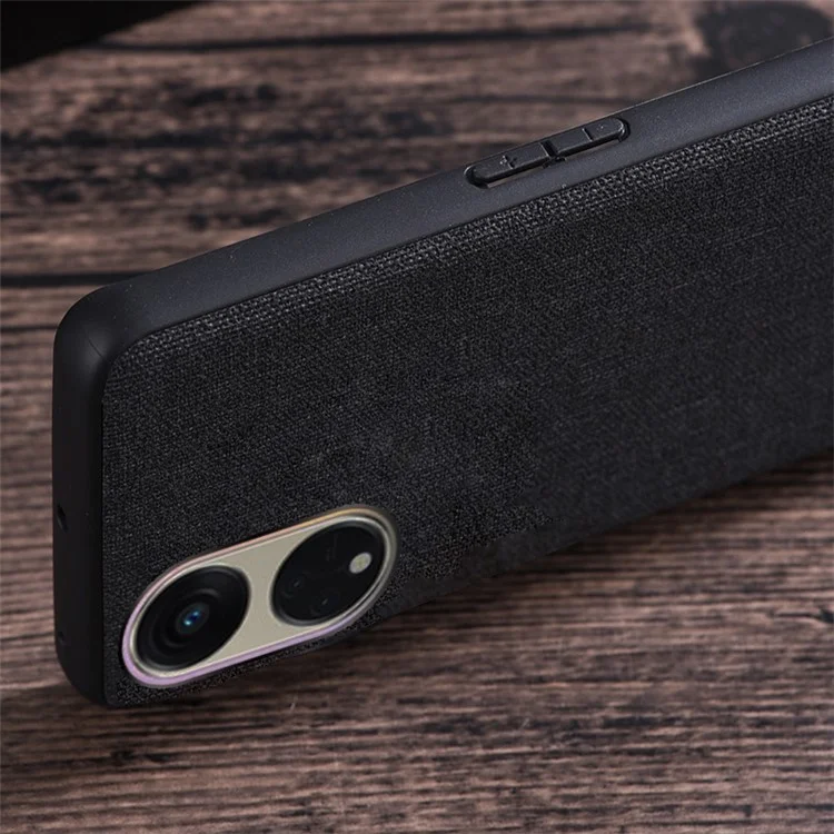 Para Oppo Reno8 T 5G / A1 Pro 5G Case Capa de Telefone de Textura de Pano à Prova de Choque TPU Capa Protetora de Volta - Preto
