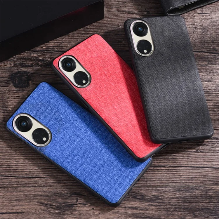 Para Oppo Reno8 T 5G / A1 Pro 5G Case Capa de Telefone de Textura de Pano à Prova de Choque TPU Capa Protetora de Volta - Preto