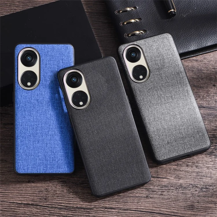 Para Oppo Reno8 T 5G / A1 Pro 5G Case Capa de Telefone de Textura de Pano à Prova de Choque TPU Capa Protetora de Volta - Preto
