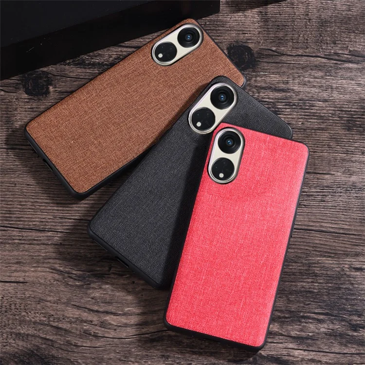 Para Oppo Reno8 T 5G / A1 Pro 5G Case Capa de Telefone de Textura de Pano à Prova de Choque TPU Capa Protetora de Volta - Preto