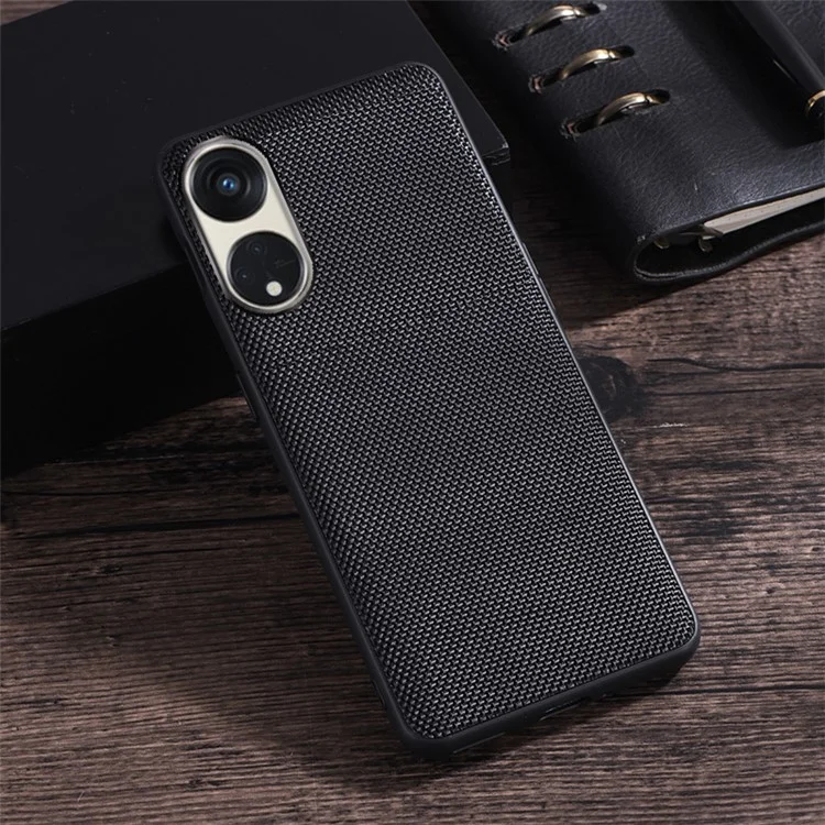 Para Oppo Reno8 T 5G / A1 Pro 5G Capa Traseira de Telefone Celular Revestida de Náilon TPU Macio - Preto