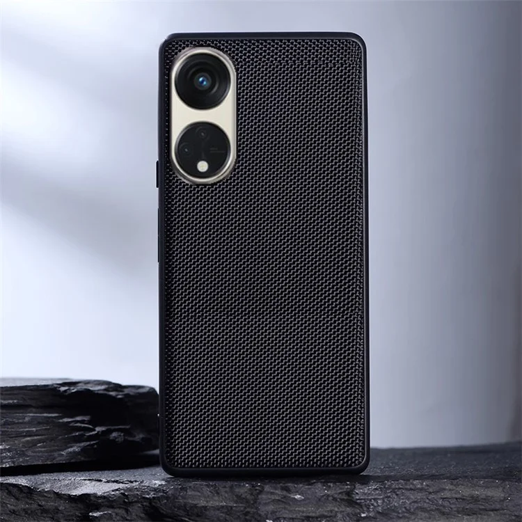 Para Oppo Reno8 T 5G / A1 Pro 5G Capa Traseira de Telefone Celular Revestida de Náilon TPU Macio - Preto