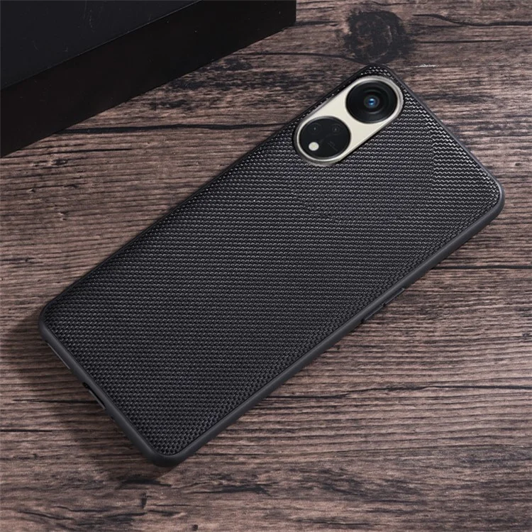 Para Oppo Reno8 T 5G / A1 Pro 5G Capa Traseira de Telefone Celular Revestida de Náilon TPU Macio - Preto