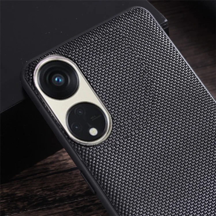 Para Oppo Reno8 T 5G / A1 Pro 5G Capa Traseira de Telefone Celular Revestida de Náilon TPU Macio - Preto