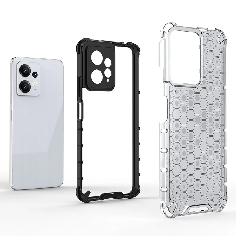 For Xiaomi Redmi Note 12 4G Honeycomb Texture Phone Case TPU+PC Anti-drop Smartphone Cover - Grey