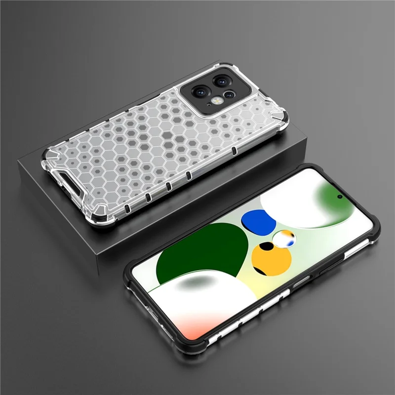 For Xiaomi Redmi Note 12 4G Honeycomb Texture Phone Case TPU+PC Anti-drop Smartphone Cover - Grey