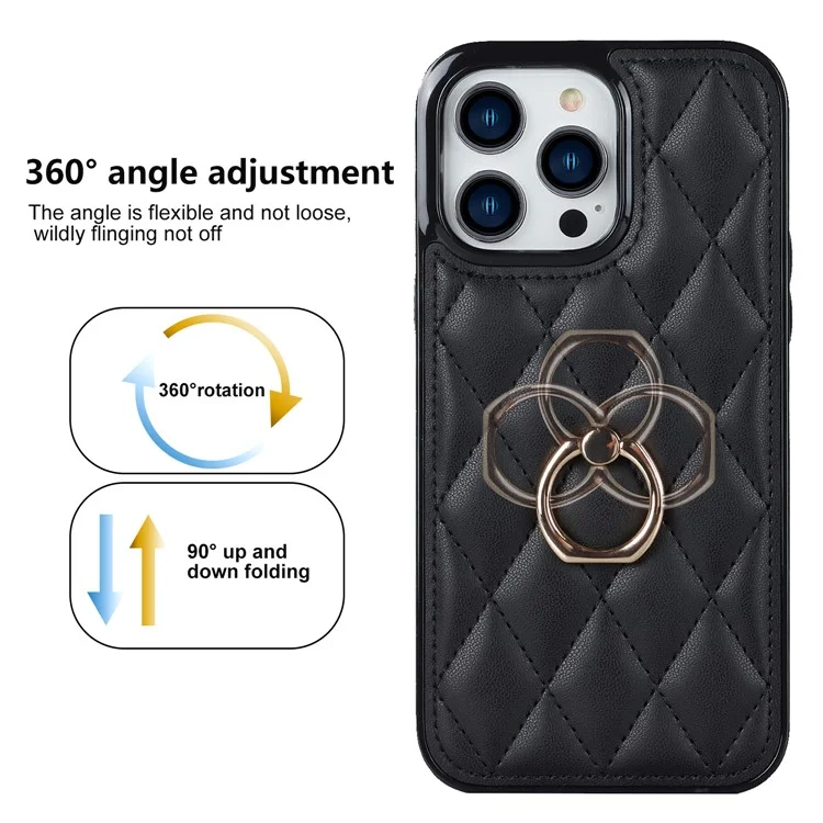 Per iPhone 12 Pro / 12 PU Leather+TPU Cell Phone Case Shockproof Kickstand Phone Cover - Black