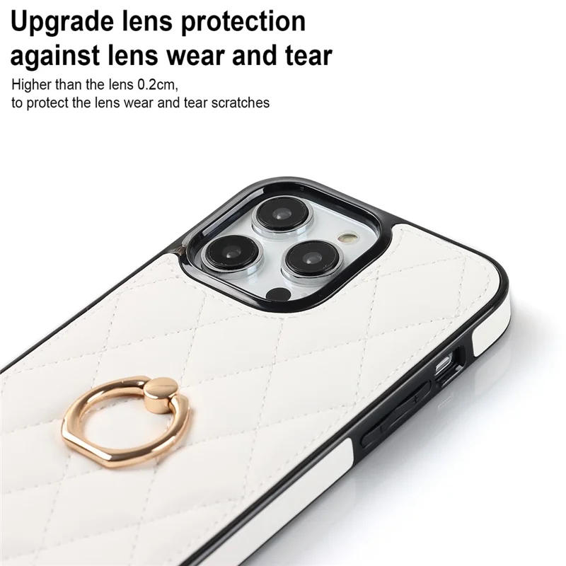 For iPhone 12 Pro / 12 PU Leather+TPU Cell Phone Case Shockproof Kickstand Phone Cover - White