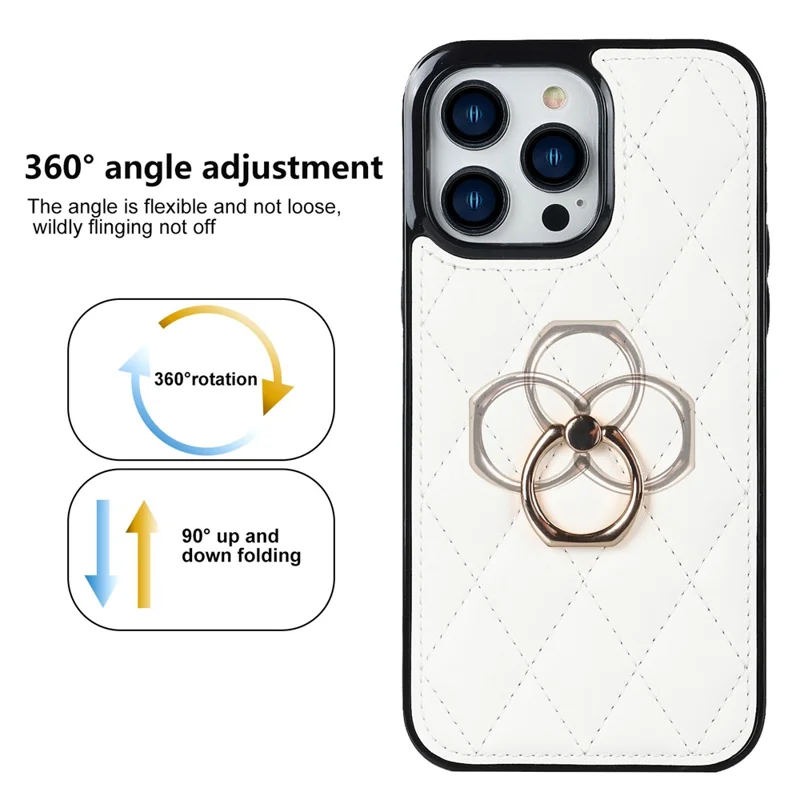 For iPhone 12 Pro / 12 PU Leather+TPU Cell Phone Case Shockproof Kickstand Phone Cover - White