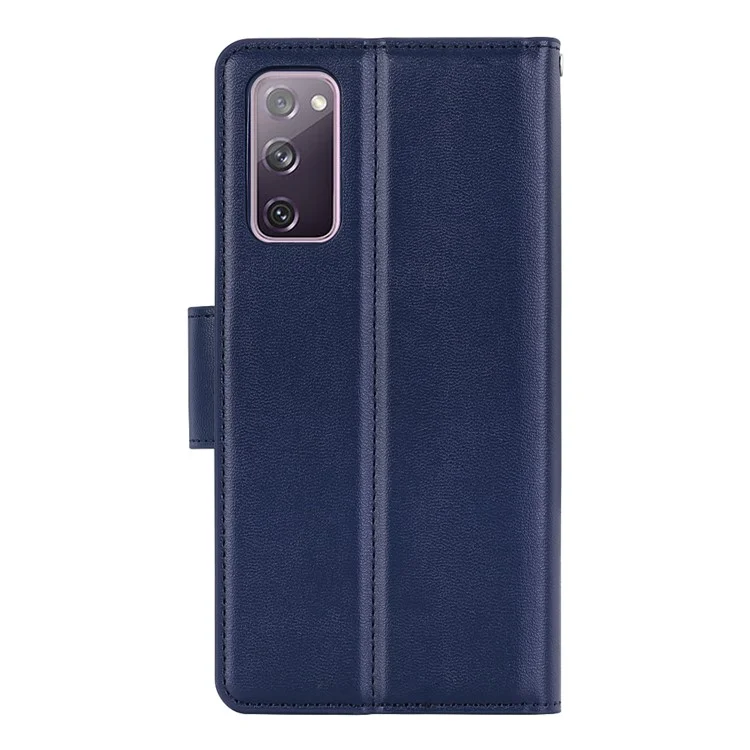 HANMAN Mill Series for Samsung Galaxy S20 FE 4G / FE 5G / S20 Lite / S20 FE 2022 Phone Case PU Leather Stand Wallet Cover - Sapphire