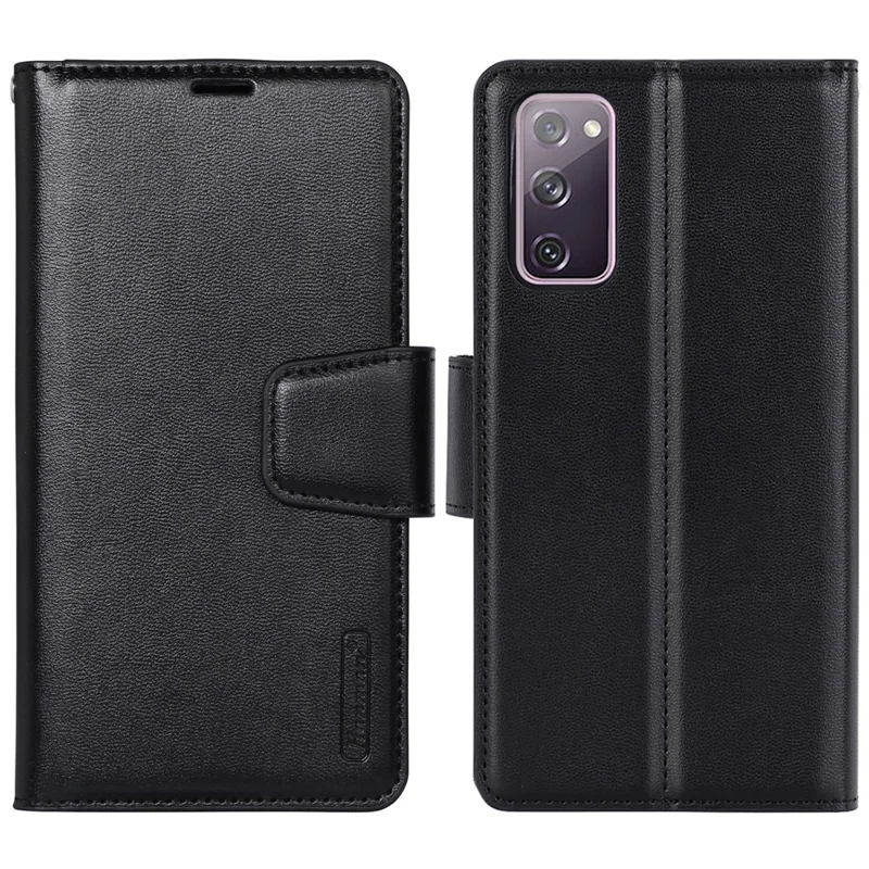HANMAN Mill Series for Samsung Galaxy S20 FE 4G / FE 5G / S20 Lite / S20 FE 2022 Phone Case PU Leather Stand Wallet Cover - Black