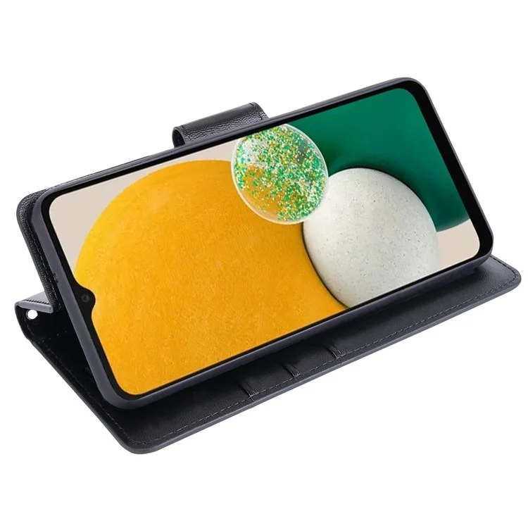 HANMAN Mill Series für Samsung Galaxy A34 5G PU Leder Handyhülle Stand Brieftasche Smartphone Cover - Schwarz
