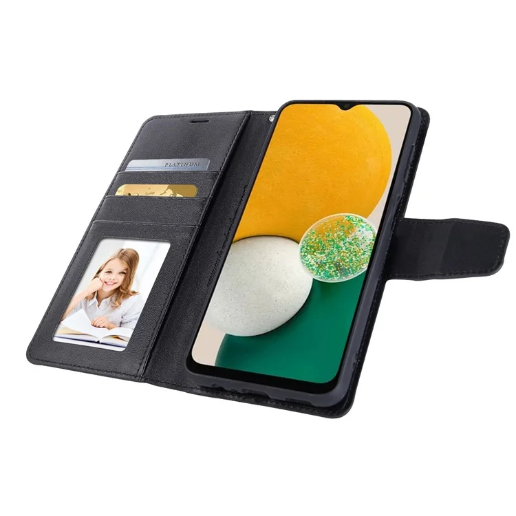 HANMAN Mill Series für Samsung Galaxy A34 5G PU Leder Handyhülle Stand Brieftasche Smartphone Cover - Schwarz