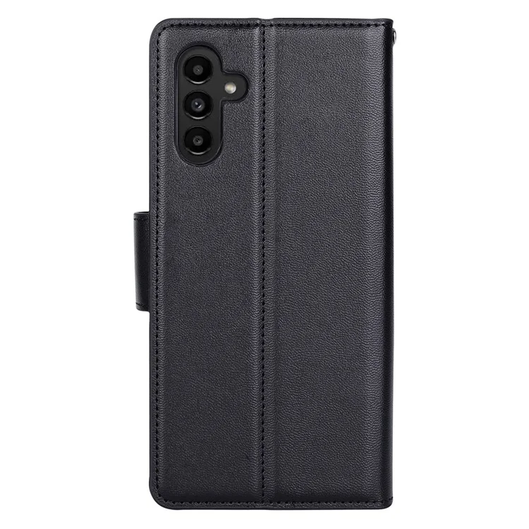 HANMAN Mill Series für Samsung Galaxy A34 5G PU Leder Handyhülle Stand Brieftasche Smartphone Cover - Schwarz
