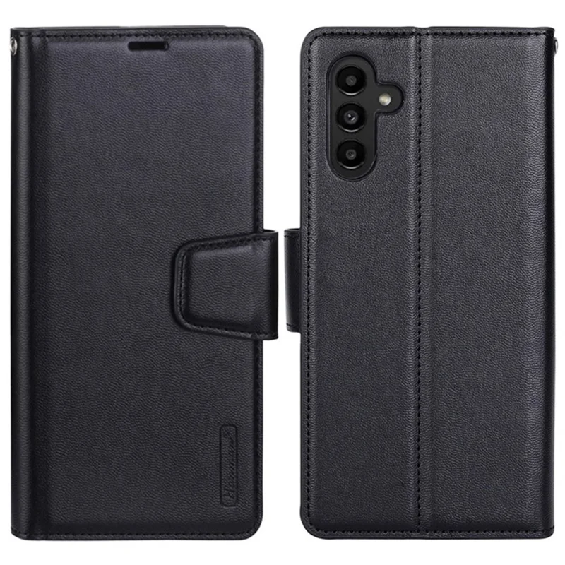 HANMAN Mill Series for Samsung Galaxy A54 5G Mobile Phone Case Wallet Leather+TPU Phone Stand Cover - Black