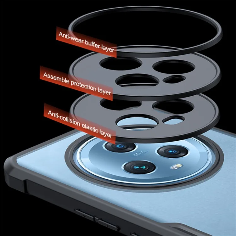 XUNDD For Honor Magic5 Pro Mobile Phone Case Anti-drop Acrylic+TPU Phone Cover - Black Matte Laser Texture