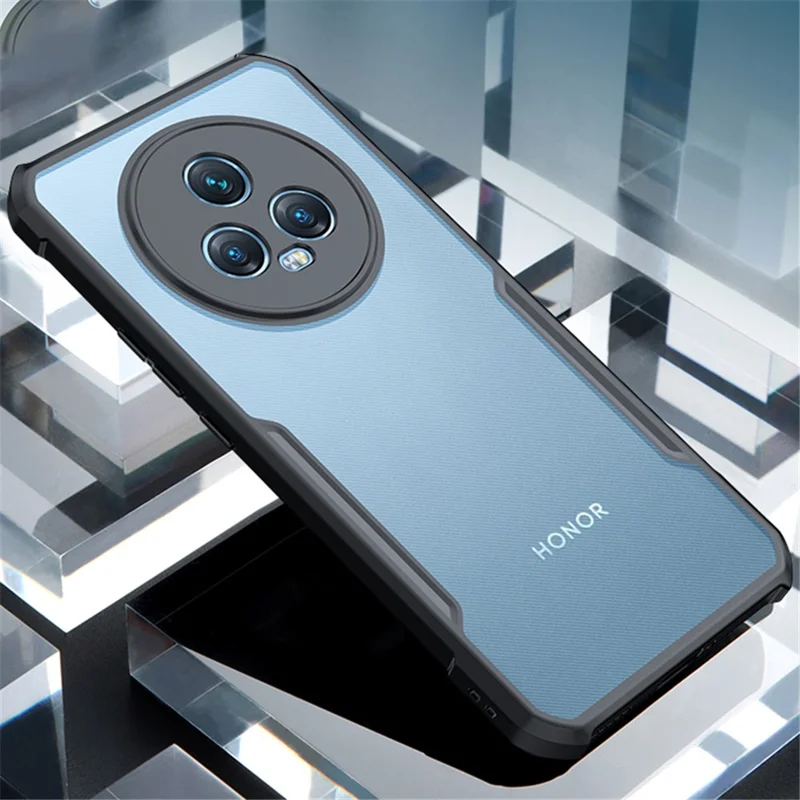 XUNDD For Honor Magic5 Cell Phone Case Acrylic+TPU Anti-scratch Phone Cover - Black Matte Laser Texture