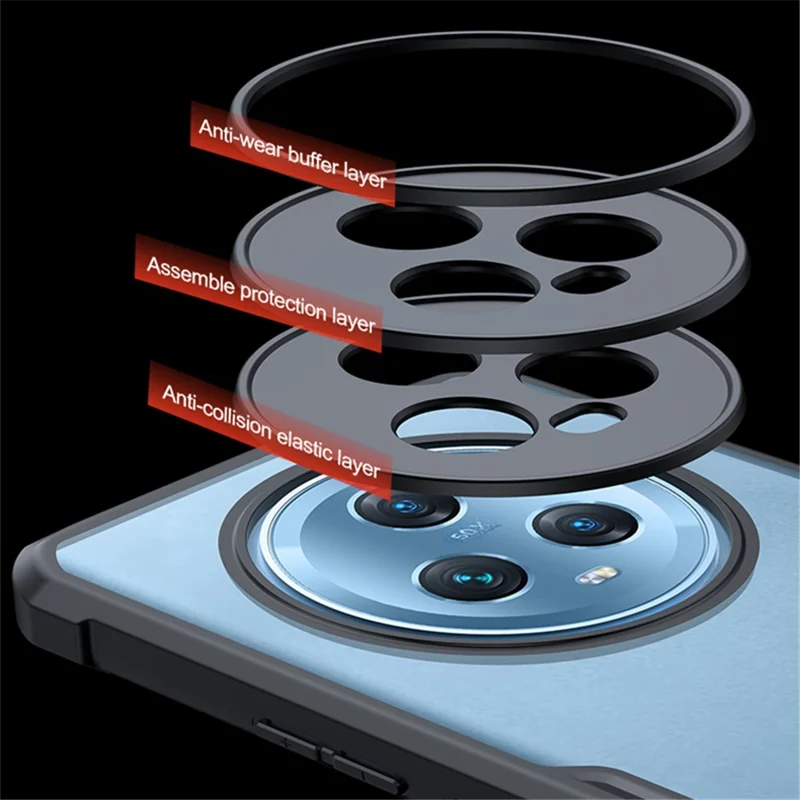 XUNDD For Honor Magic5 Cell Phone Case Acrylic+TPU Anti-scratch Phone Cover - Black Matte Laser Texture