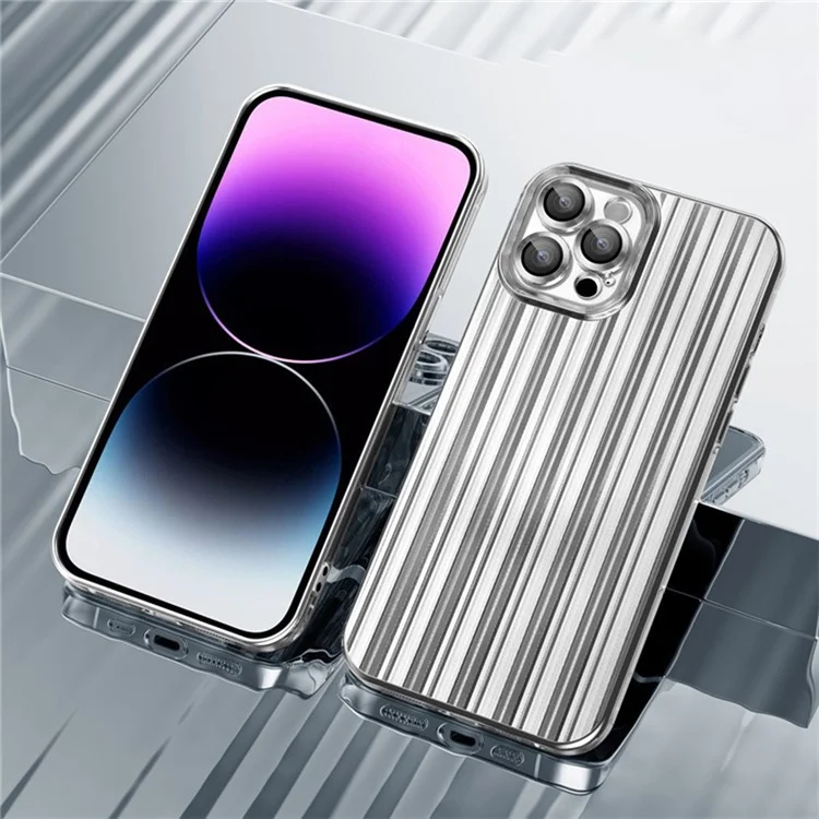 Funda trasera de TPU para iPhone 13 Pro 6.1 pulgadas con película de lente Electrochapado Streamer Cepillado Funda de teléfono - Púrpura