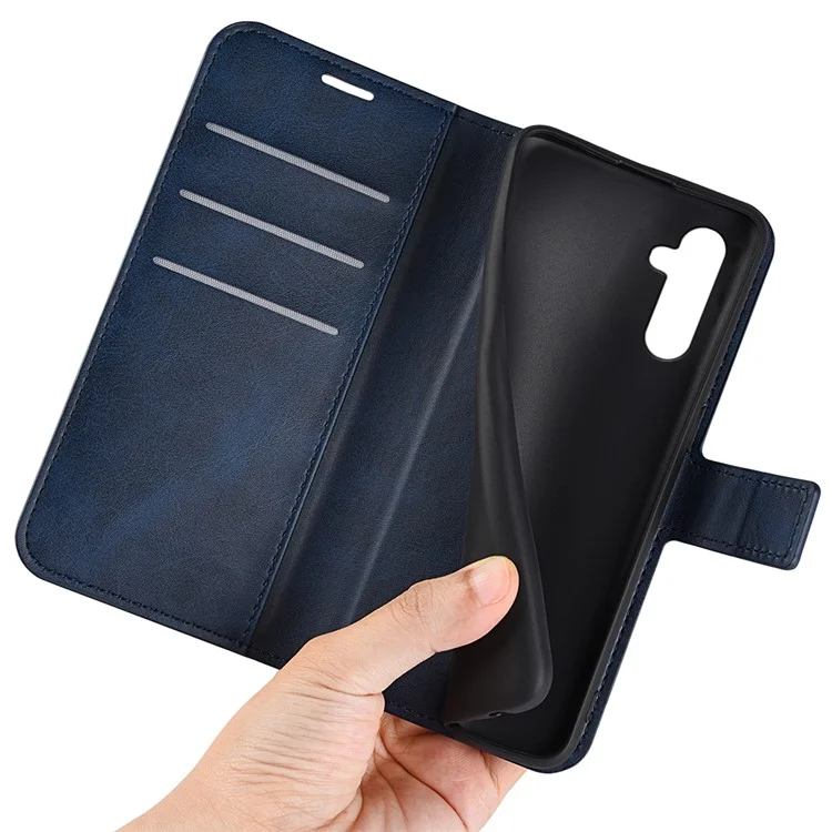 Per Samsung Galaxy A24 4G (162,1 x 77,6 x 8,3 mm) Custodia Flip Portafoglio in Pelle - Texture Vitello Quadrato con Chiusura - Blu