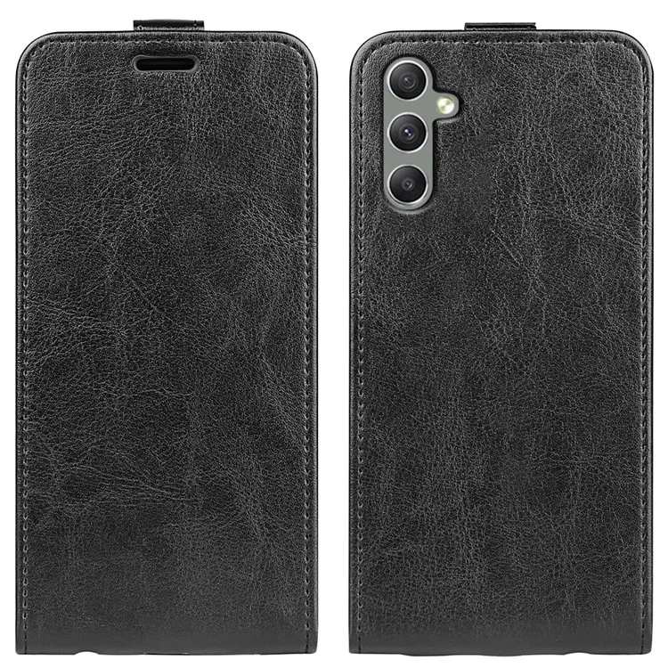 Pour Samsung Galaxy A24 4G (162,1 x 77,6 x 8,3 mm) Étui de téléphone à rabat vertical avec porte-cartes Crazy Horse Texture PU Leather Cover - Noir