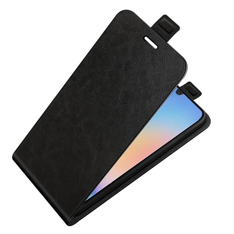 Pour Samsung Galaxy A24 4G (162,1 x 77,6 x 8,3 mm) Étui de téléphone à rabat vertical avec porte-cartes Crazy Horse Texture PU Leather Cover - Noir