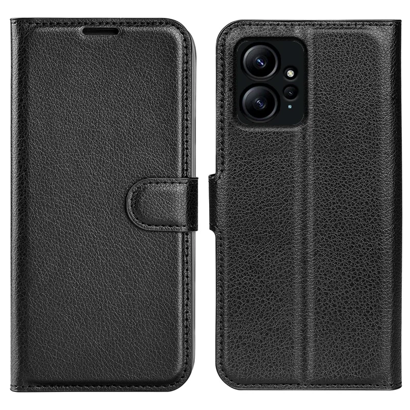 Für Xiaomi Redmi Note 12 4G Litchi-Textur PU-Leder Brieftasche Anti-Drop-Schale Flip-Ständer Handyhülle - Schwarz