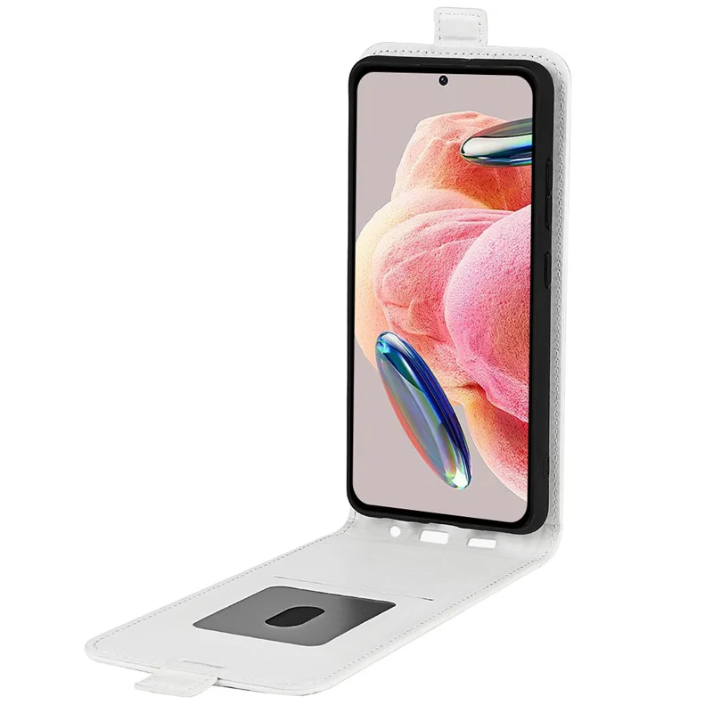 For Xiaomi Redmi Note 12 4G Vertical Flip Phone Case Crazy Horse Texture Card Holder PU Leather Protective Cover - White