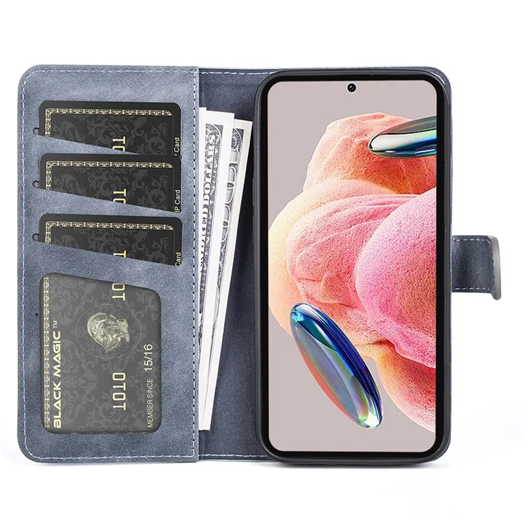 Для Xiaomi Redmi Note 12 4G Dual Color Splicing Leather Wallet Anti-drop Cover Flip Stand Phone Case - Blue