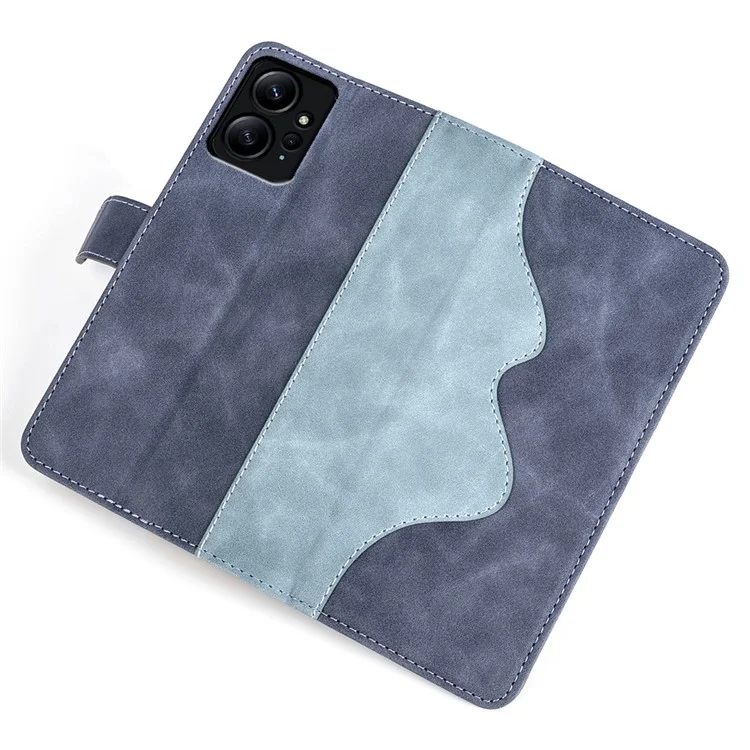 Для Xiaomi Redmi Note 12 4G Dual Color Splicing Leather Wallet Anti-drop Cover Flip Stand Phone Case - Blue